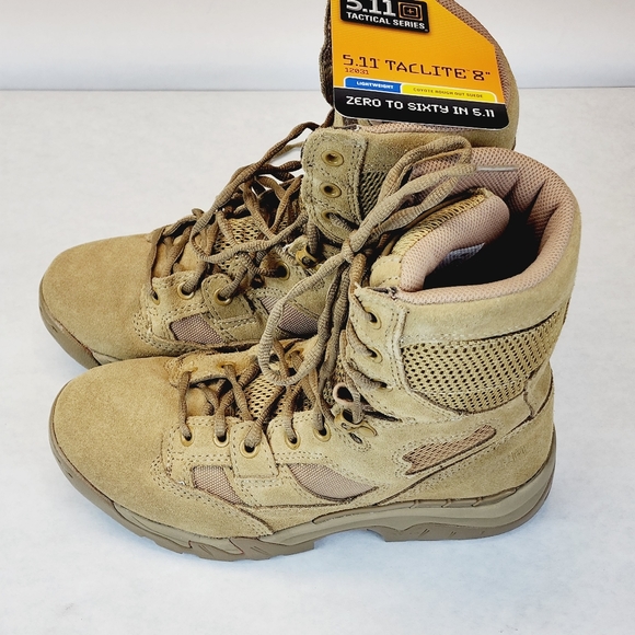 Men's 5.11 Tactical Taclite 8" Coyote Suede Combat Patrol Hunting Boot - Picture 7 of 8